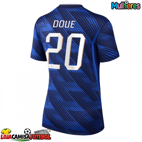Camisa de Futebol França Desire Doue #20 Equipamento Principal Mulheres Mundo 2026 Manga Curta